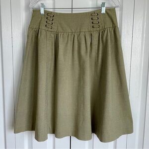 Green Cotton Blend Skirt
